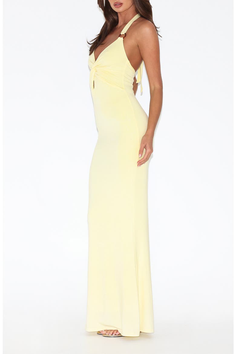 Zeneva Twist Front Evening Dress, Alternate, color, LEMON