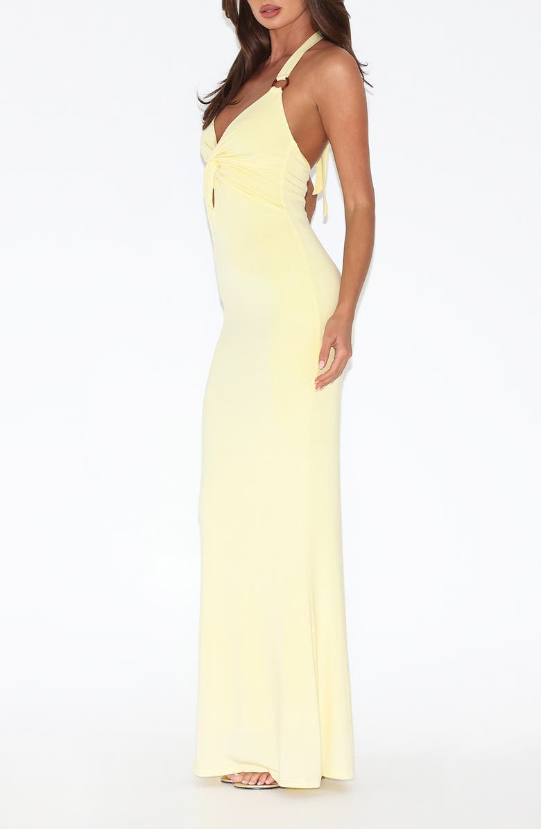 Tiger Mist Zeneva Twist Front Evening Dress, Alternate, color, Lemon