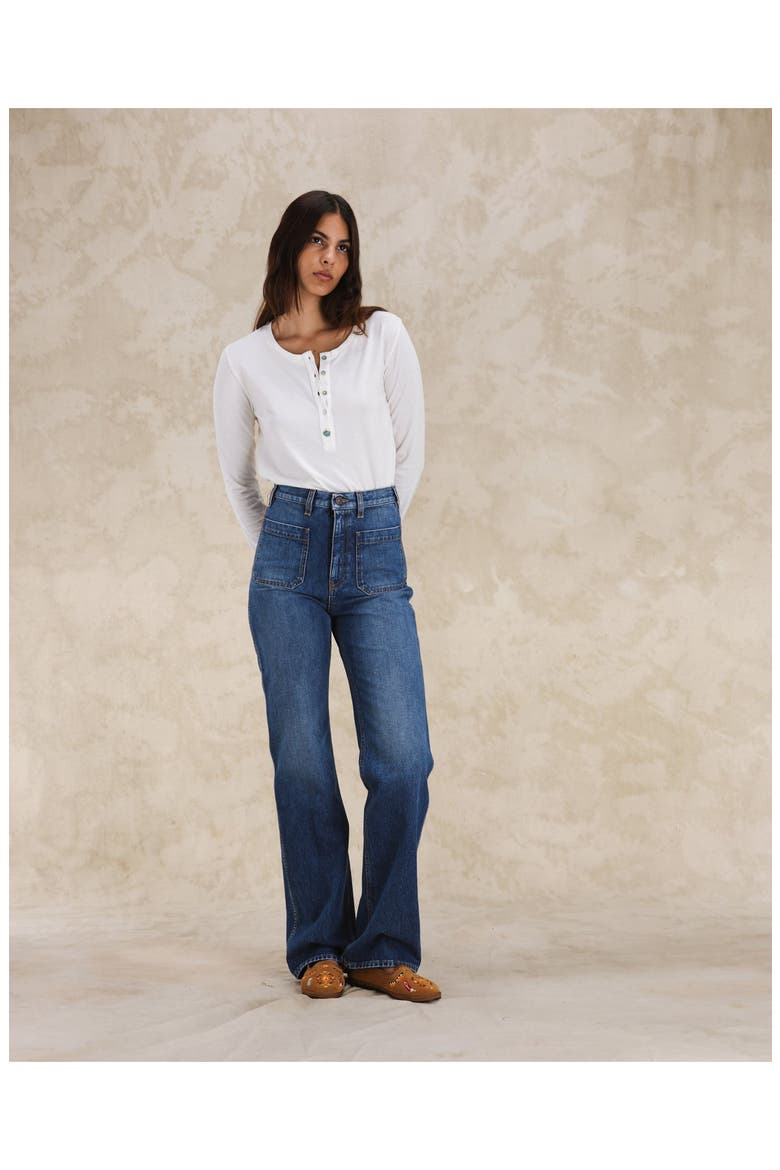 Jane Bootcut Stone Wash Denim Trousers, Alternate, color, BLUE
