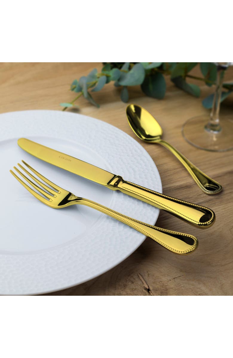Couzon Le Perle Pvd Gold 5 Piece Place Setting, Alternate, color, Gold