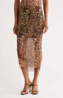 AllSaints Nora Print Mesh Skirt