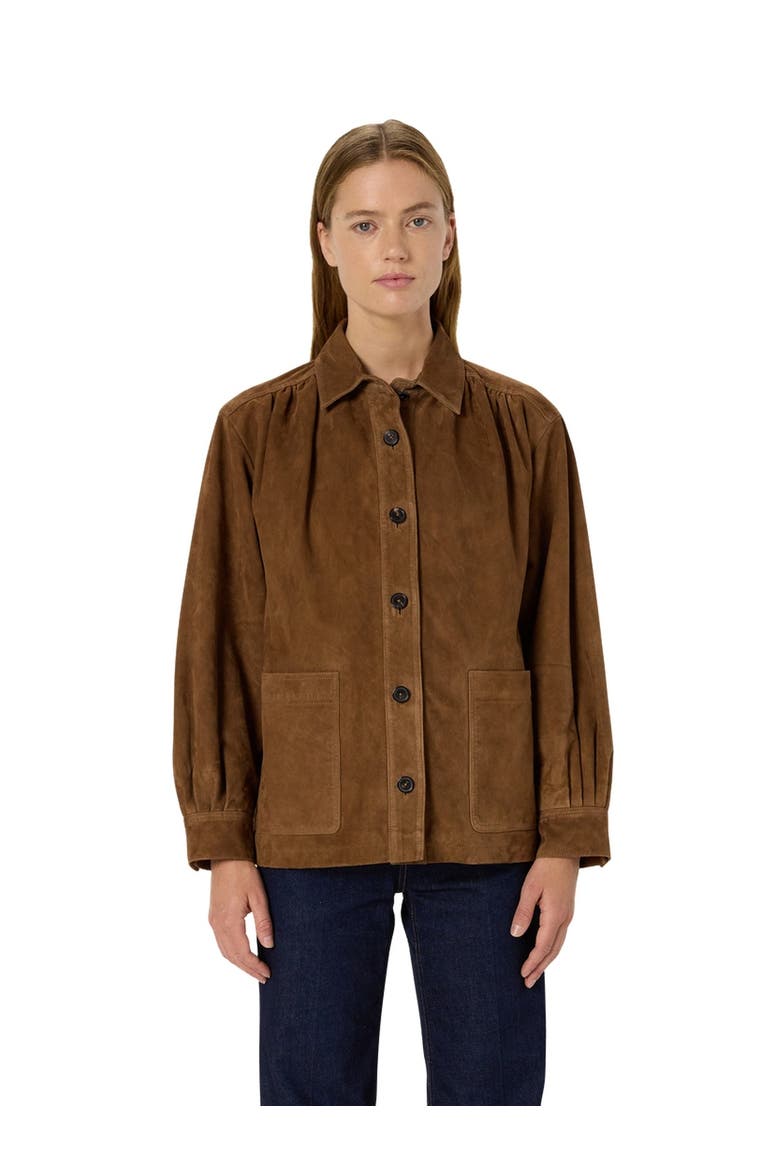 Nomelie Suede Jacket, Main, color, Straw