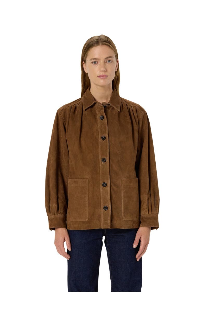 GERARD DAREL Nomelie Suede Jacket, Main, color, Straw