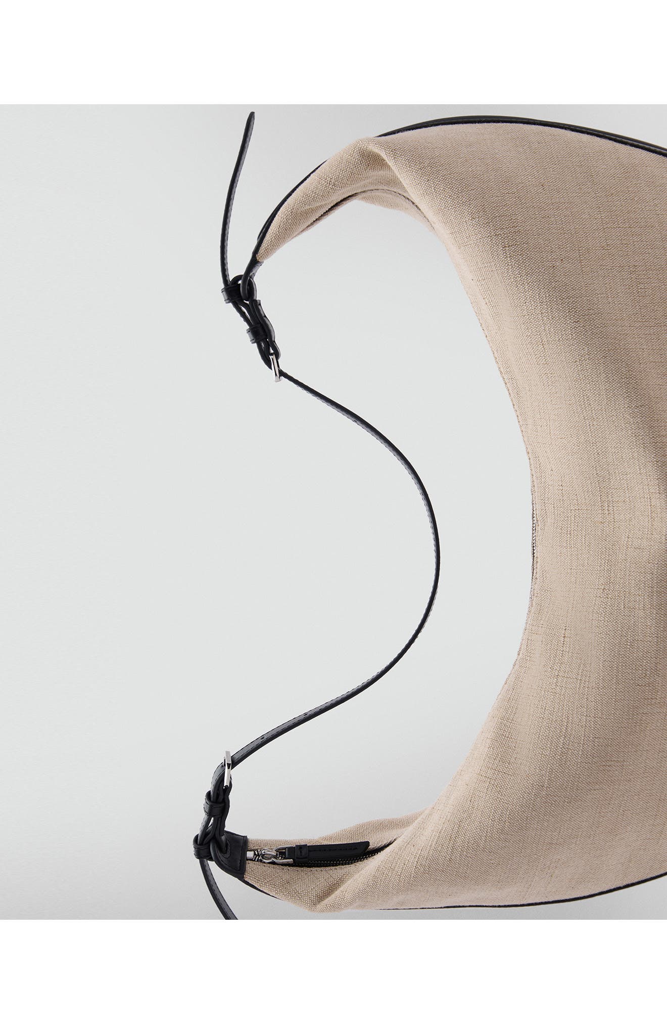 Oval Linen Blend Shoulder Bag, Alternate, color, LINEN/ BLACK