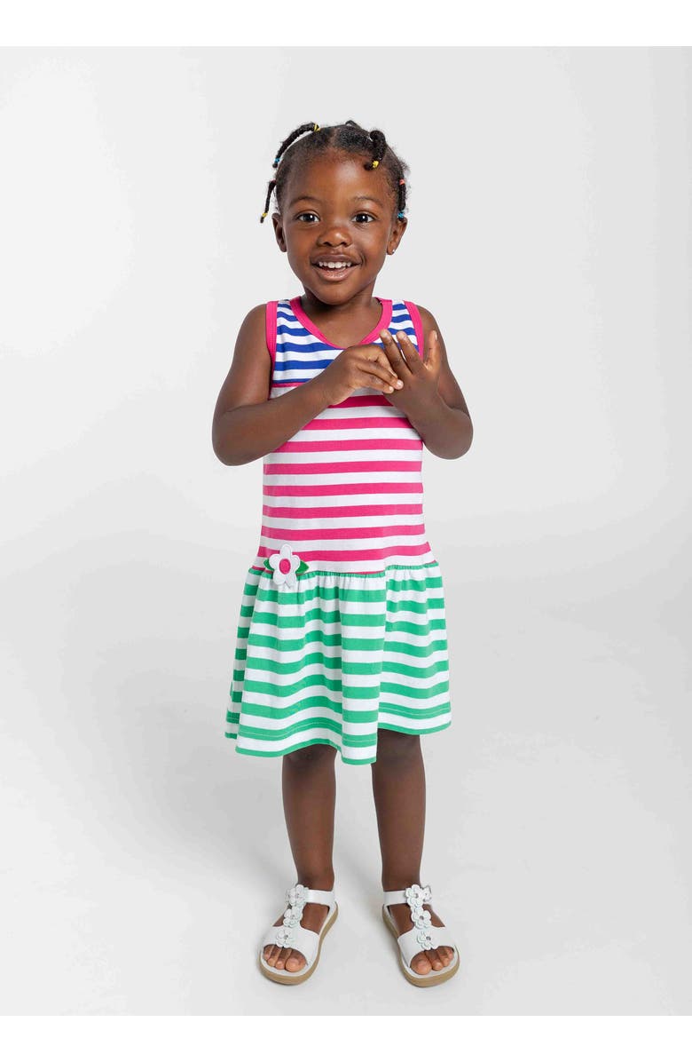 Florence Eiseman Stripe Knit Dress With Flowers, Alternate, color, Multicolor