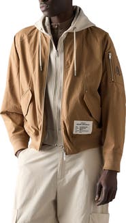 Moose Knuckles Skylark Stretch Cotton Canvas Bomber Jacket with Removable Hoodie Insert