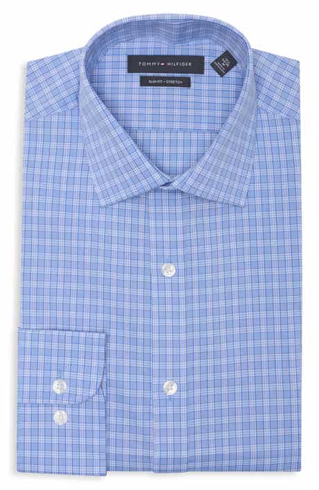 Slim Fit Stretch Plaid Dress Shirt