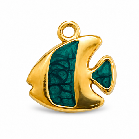 18K Yellow Gold Plated Marbled Acrylic Fish Charm