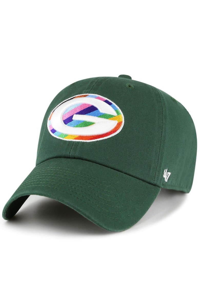 '47 Men's '47 Green Green Bay Packers Pride Clean Up Adjustable Hat, Main, color, 