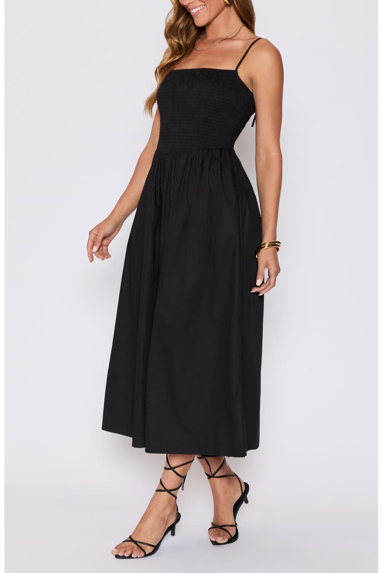 Essential Smocked Cotton Sundress (Nordstrom Exclusive), Alternate, color, BLACK
