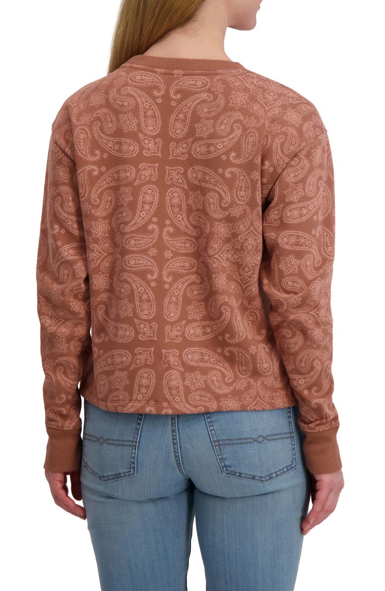 Lucky Brand Paisley Crewneck Long Sleeve Top, Alternate, color, Rust Combo