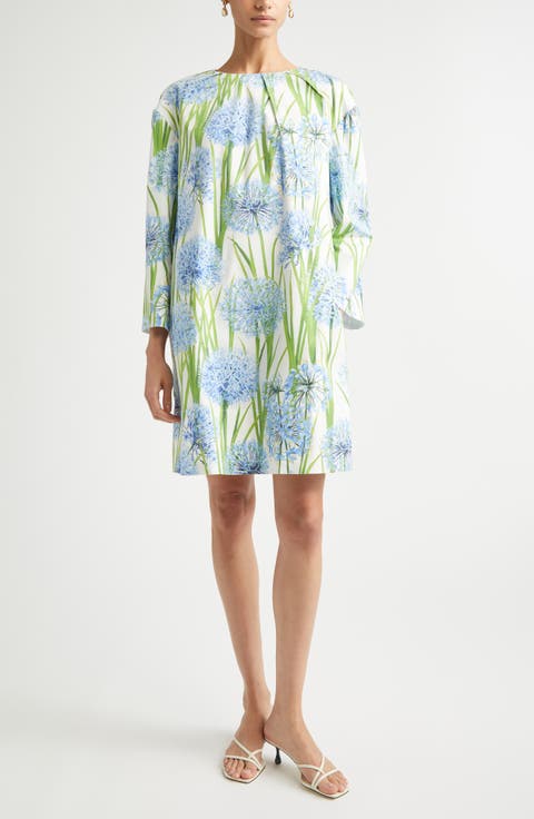 Allium Long Sleeve Stretch Cotton Poplin Minidress