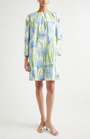 Oscar de la Renta Allium Long Sleeve Stretch Cotton Poplin Minidress