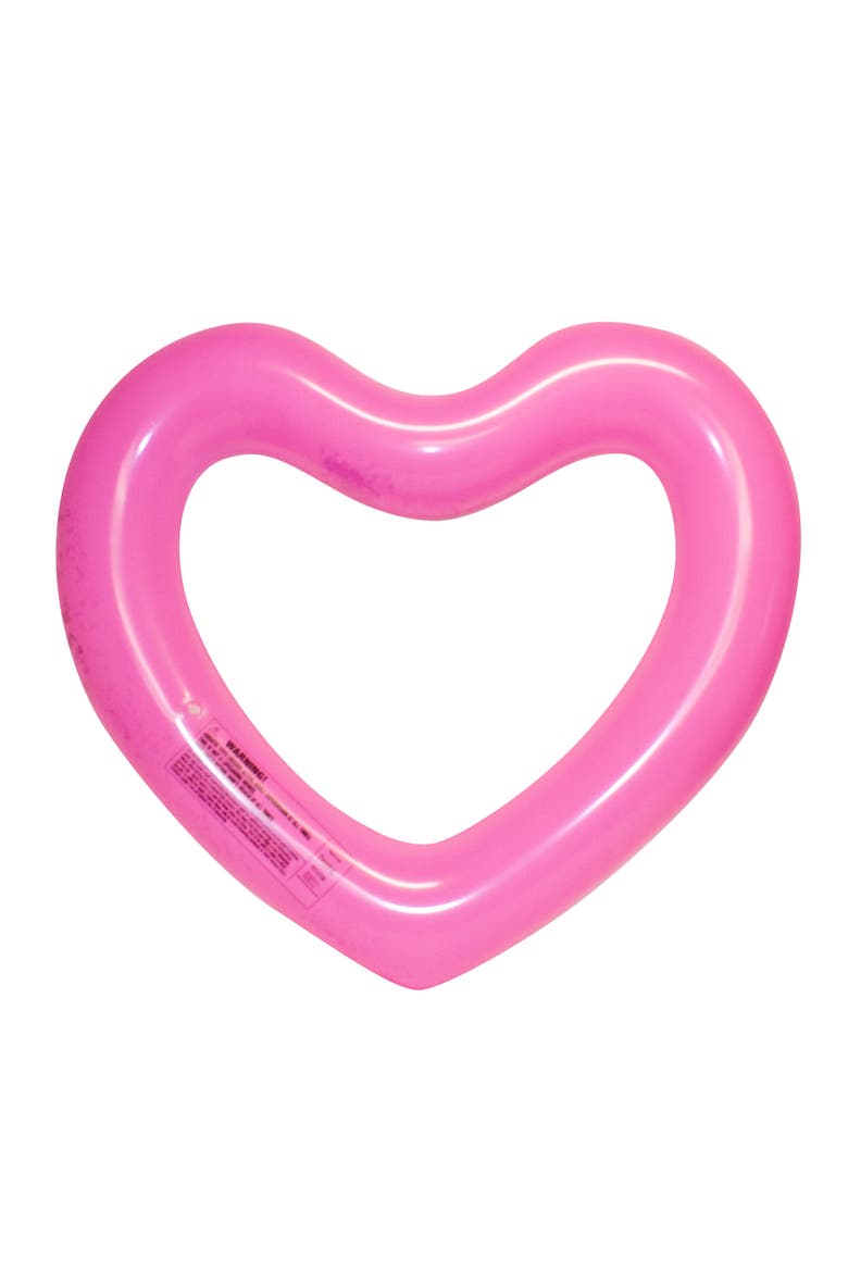 Pink Glitter Heart Pool Float 48X40 Inch, Inflatable, Alternate, color, Pink