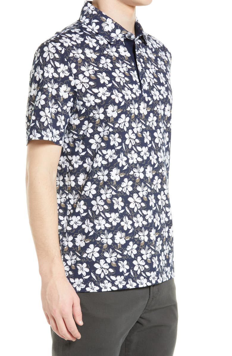Brax Pico Floral Polo, Alternate, color, Ocean