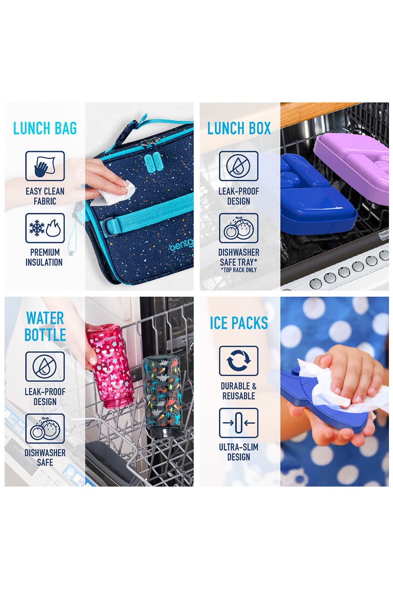 Kids' Print Back to Lunch 5-Piece Set, Alternate, color, BLUE SPECKLE