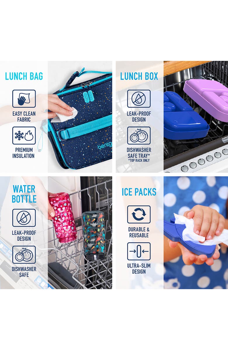 BENTGO Kids' Print Back to Lunch 5-Piece Set, Alternate, color, Blue Speckle
