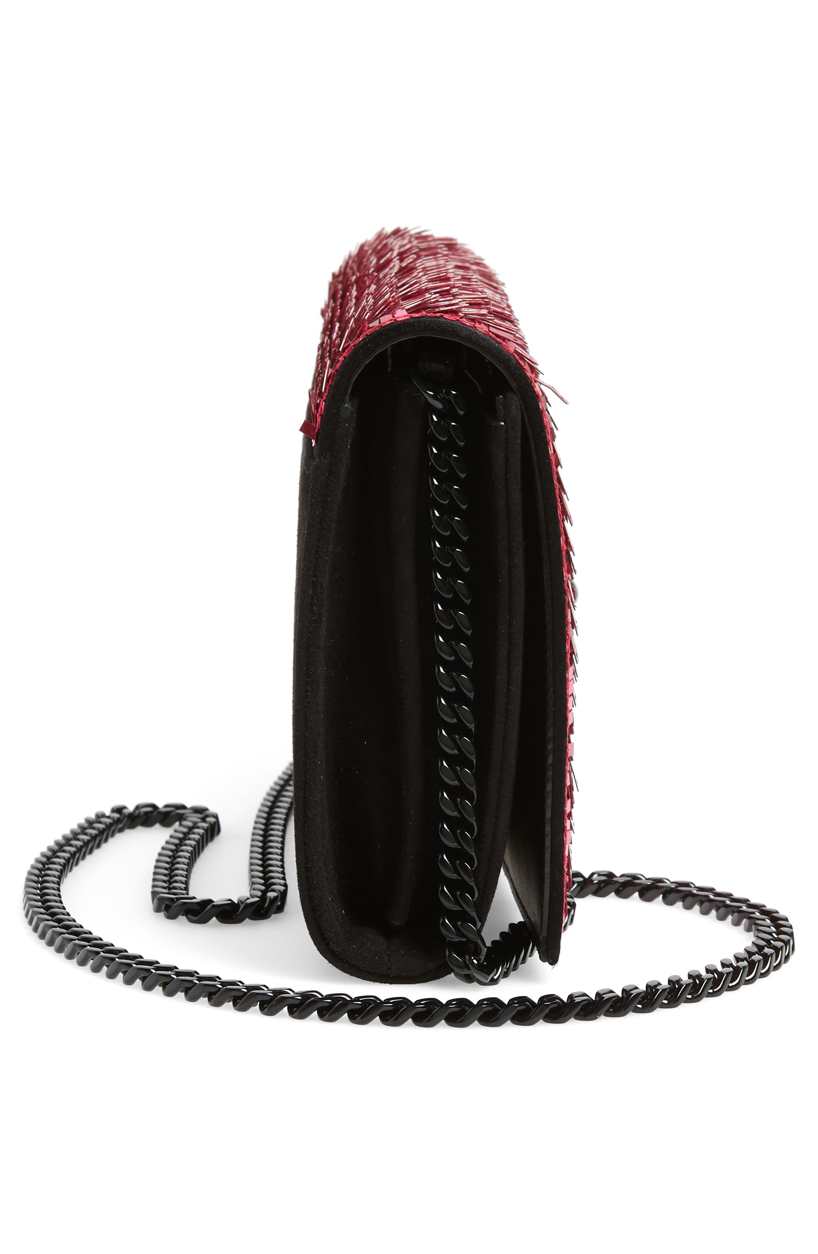 Kate Embellished Wallet on a Chain, Alternate, color, FUSHIA/ NOIR