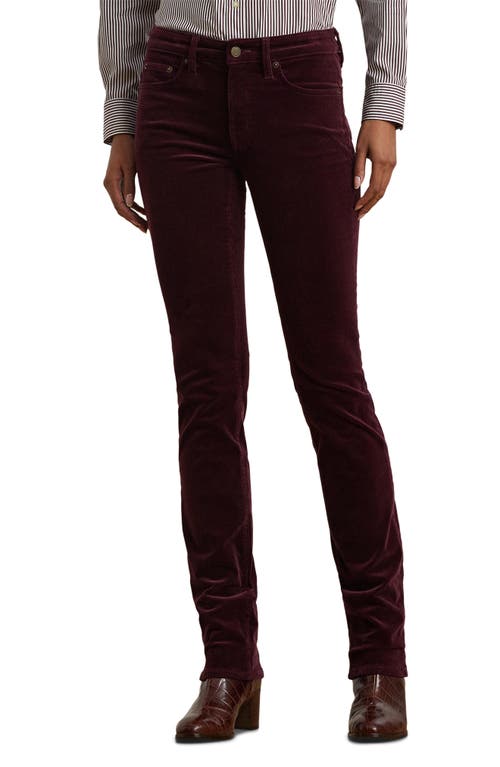 Lauren Ralph Lauren Straight Leg Corduroy Pants in Pinot Noir 