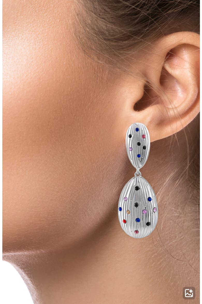 Fluted Crystal Drop Earrings (Nordstrom Exclusive), Alternate, color, MULTI/ SILVER