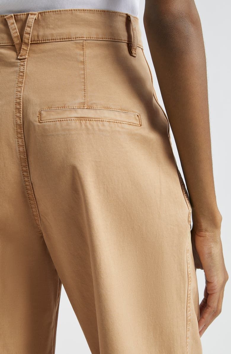 Veronica Beard Mia Double Pleat Wide Leg Stretch Cotton Pants, Alternate, color, Khaki