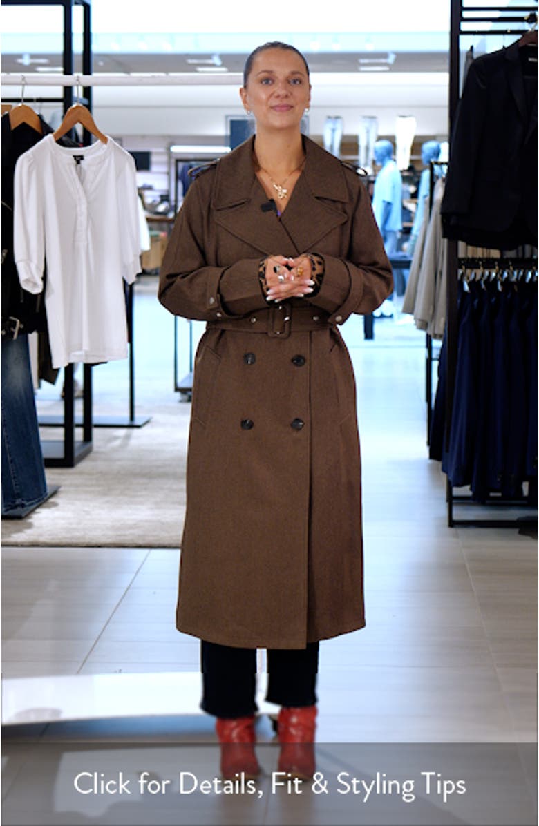 Slouchy Double Breasted Trench Coat, sales video thumbnail