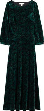 Seasalt Cornwall Oak Cottage Floral Velvet Midi Dress