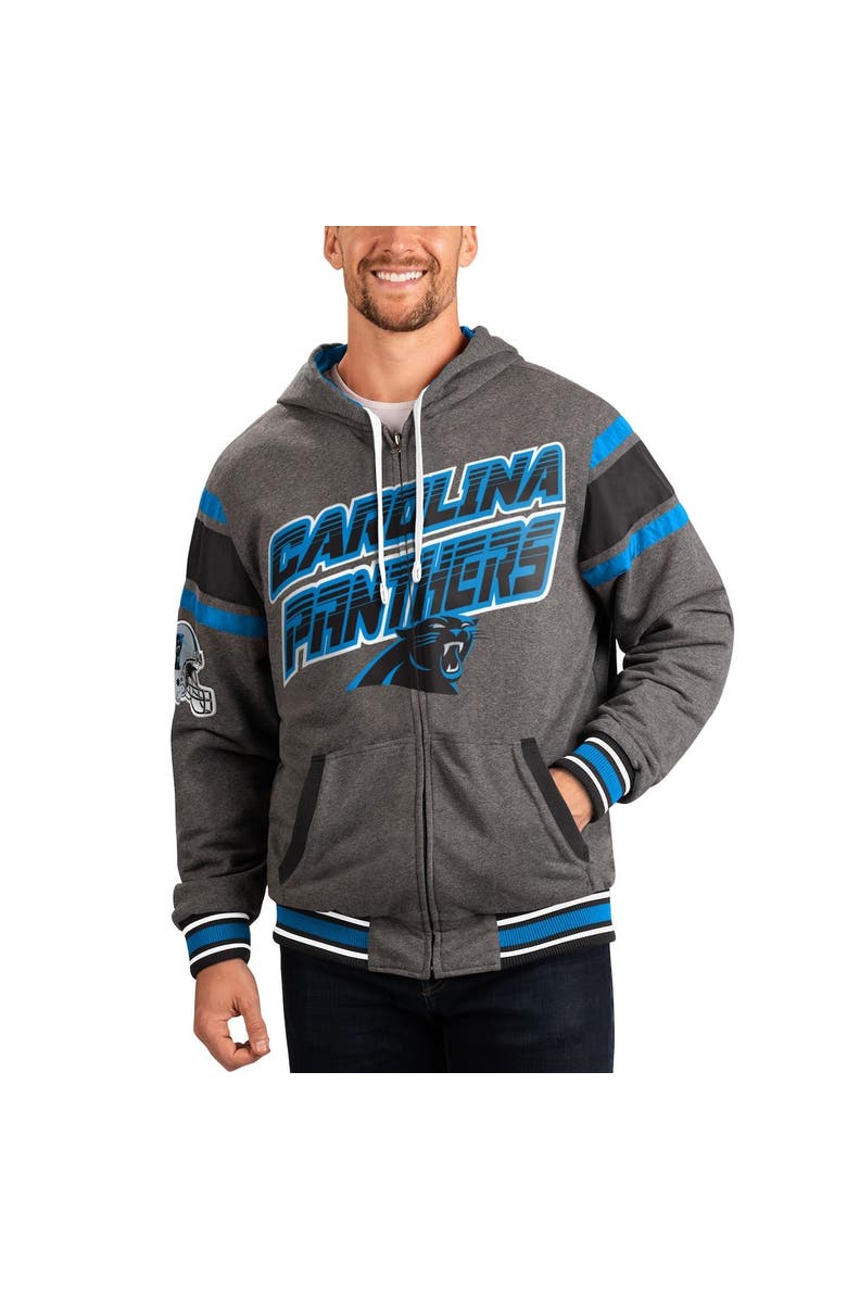 G-III SPORTS BY CARL BANKS Men's G-III Sports by Carl Banks Gray/Black Carolina Panthers Extreme Full Back Reversible Hoodie Full-Zip Jacket, Main, color, Gray