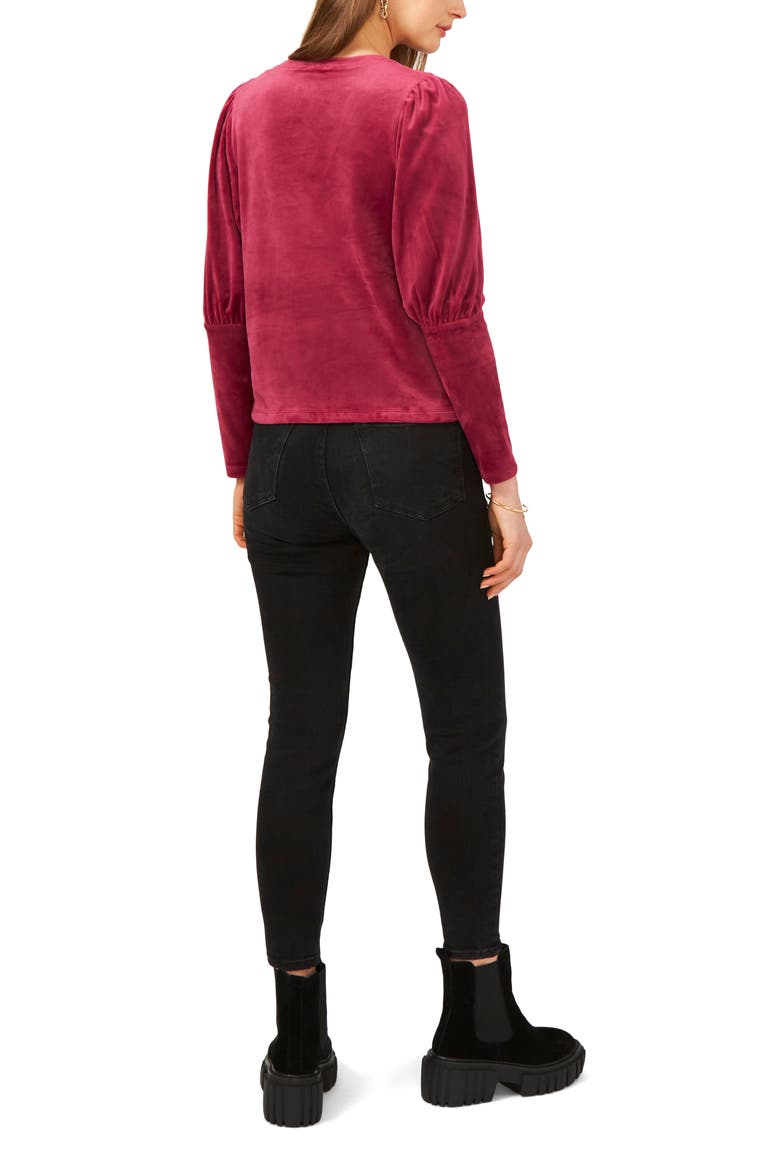 Velvet V-Neck Top, Alternate, color, PLUM FAIRY