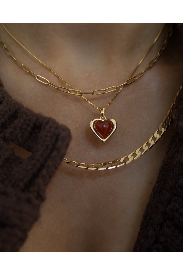 Sacred Heart Necklace, Alternate, color, Red Carnelian
