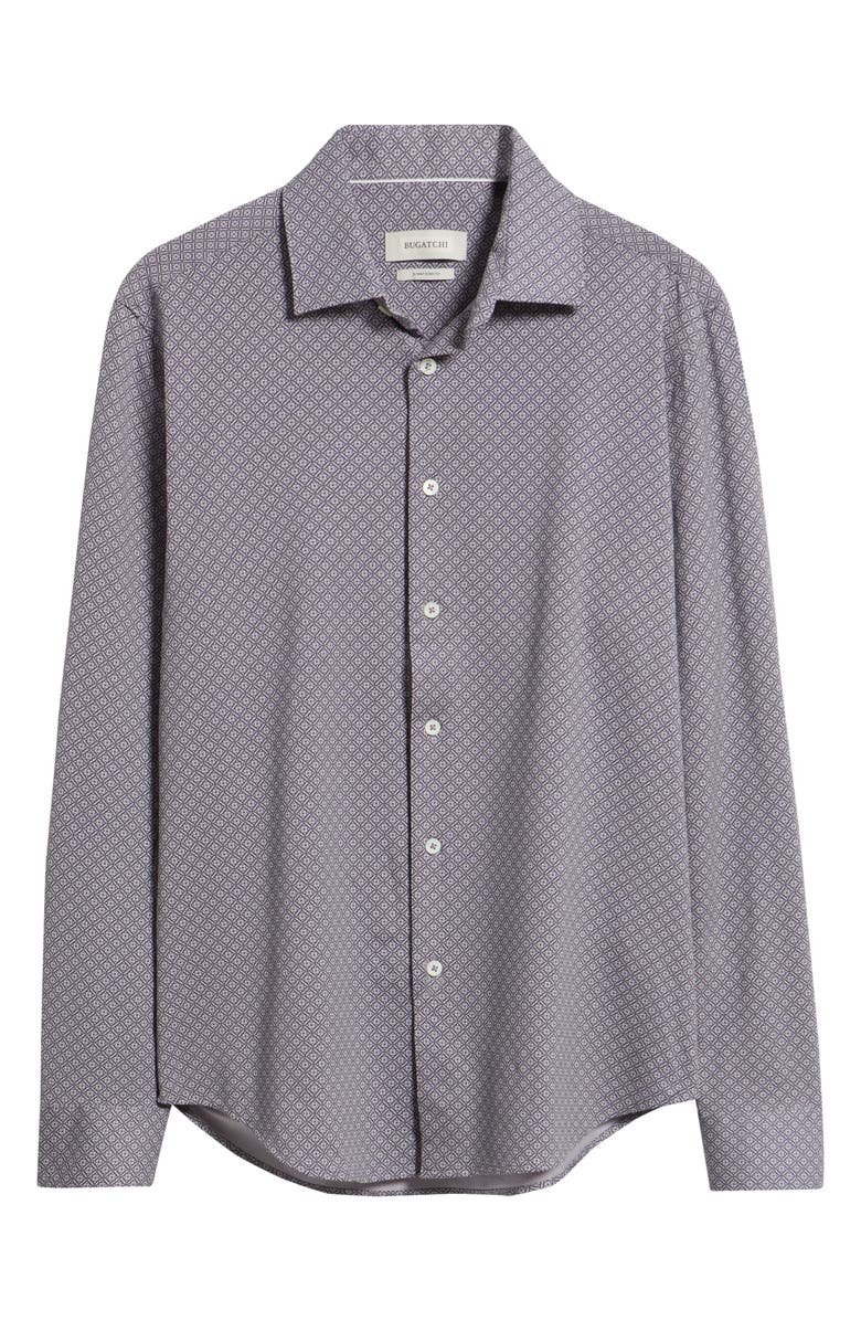 Bugatchi James OoohCotton<sup>®</sup> Mosaic Print Twill Button-Up Shirt, Alternate, color, Eggplant