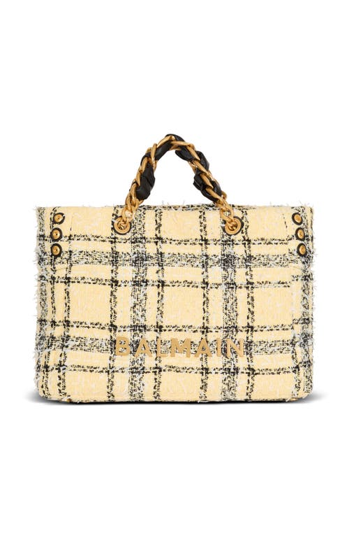 Balmain 1945 Plaid-pattern Tote Bag In Neutral