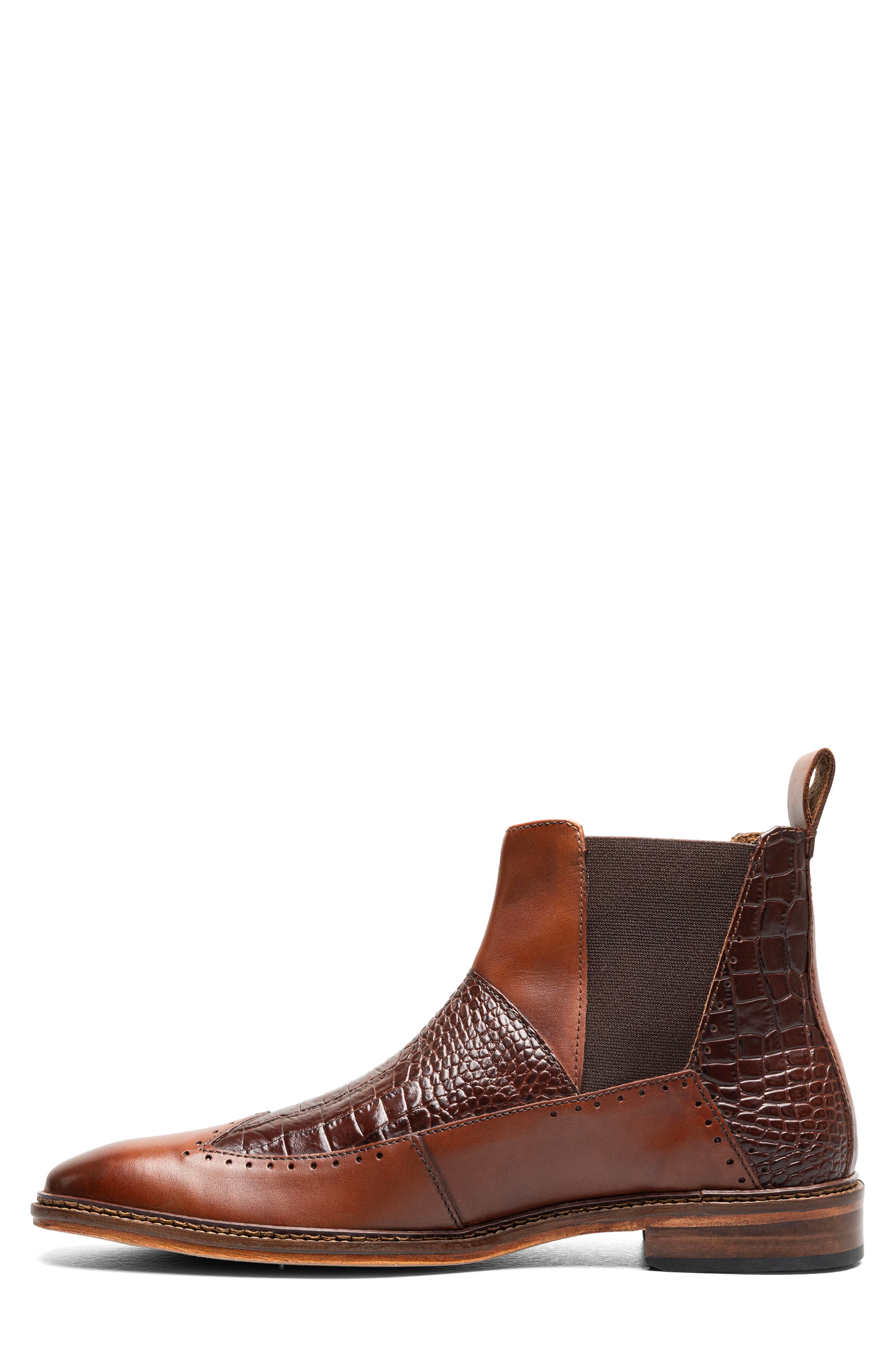 Garza Leather Wingtip Chelsea Boot, Alternate, color, COGNAC