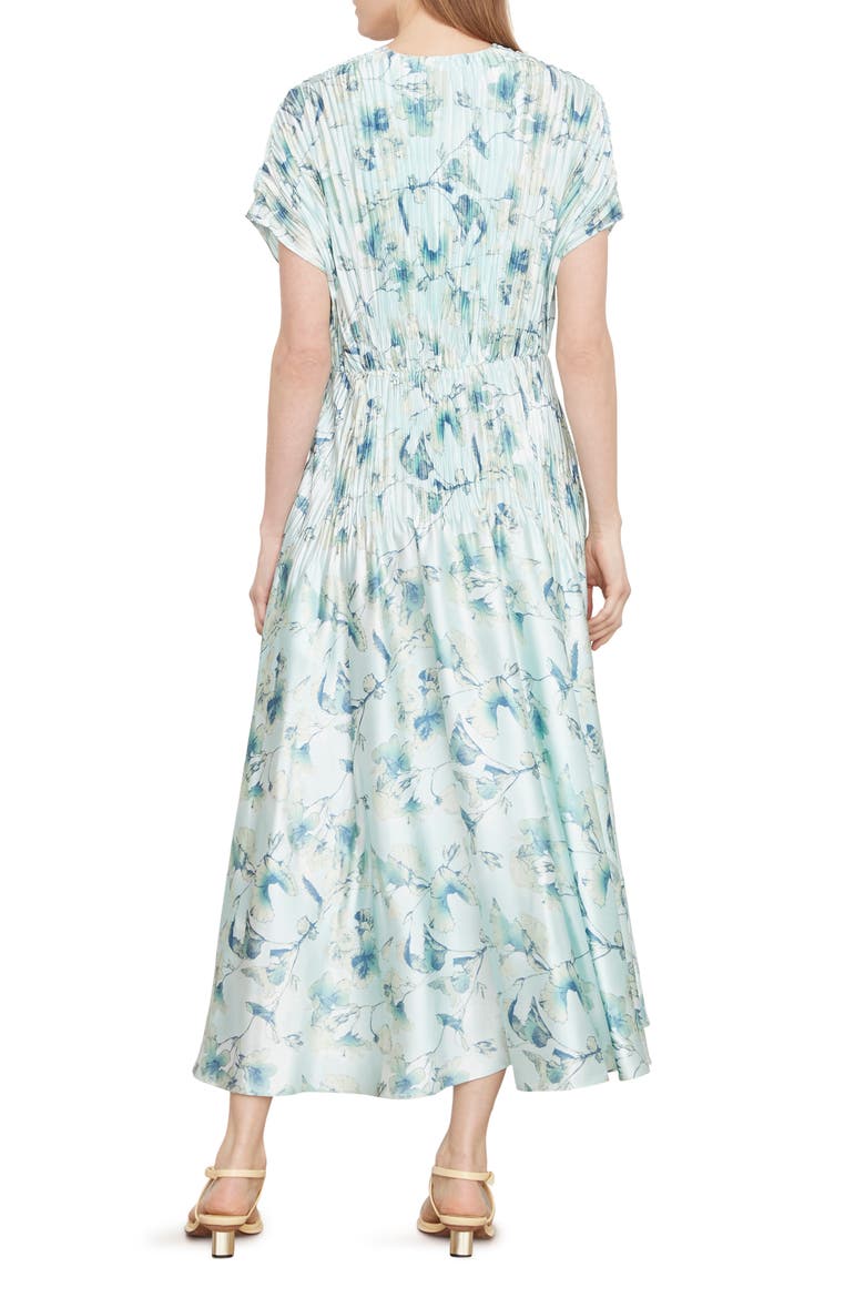 Floral Crushed Satin Dress, Alternate, color, PALE LAGOON