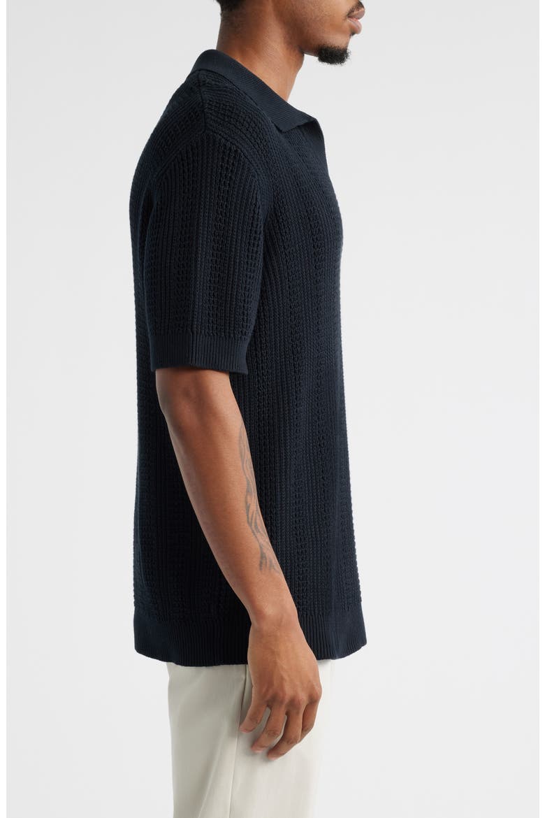 Short Sleeve Polo Sweater, Alternate, color, BLACK CAVIAR
