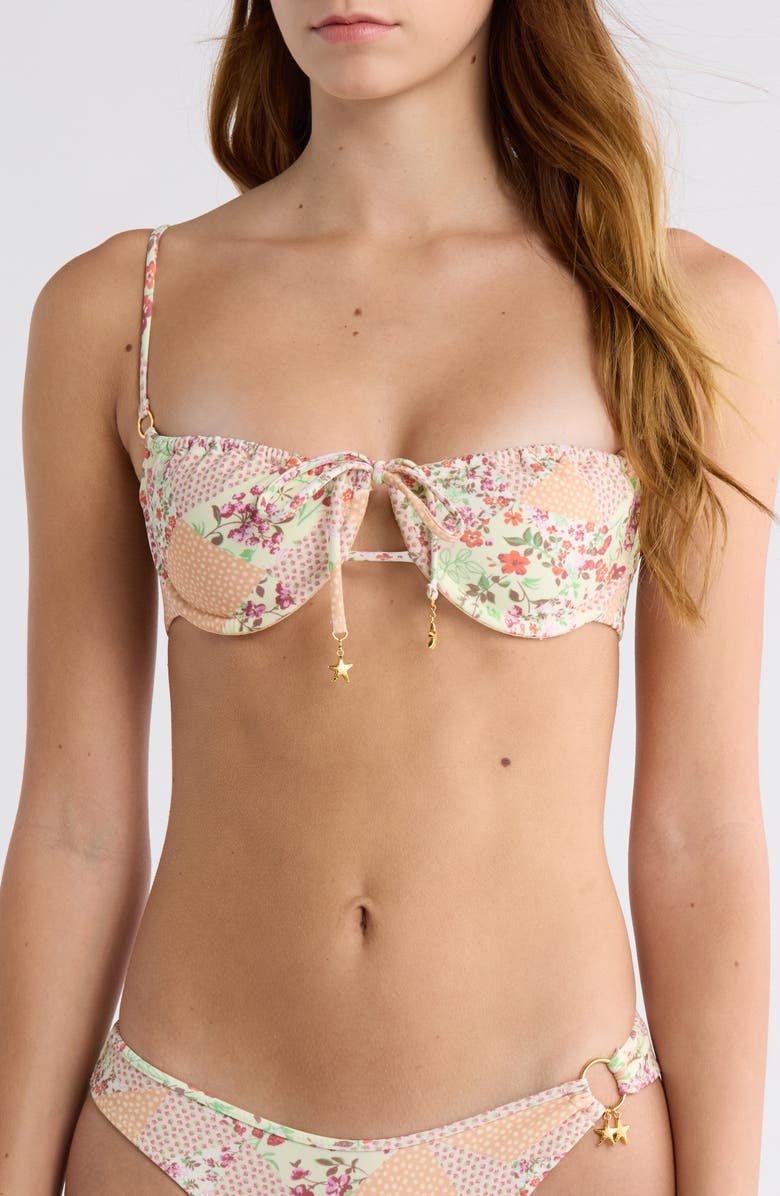 PacSun Willow Tie Front Bikini Top, Main, color, Patchwork Floral