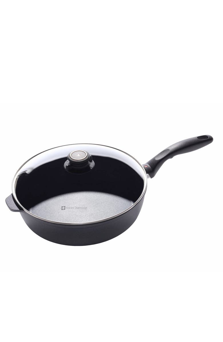 Swiss Diamond 4.3 Quart Saute Pan With Lid, Main, color, Black
