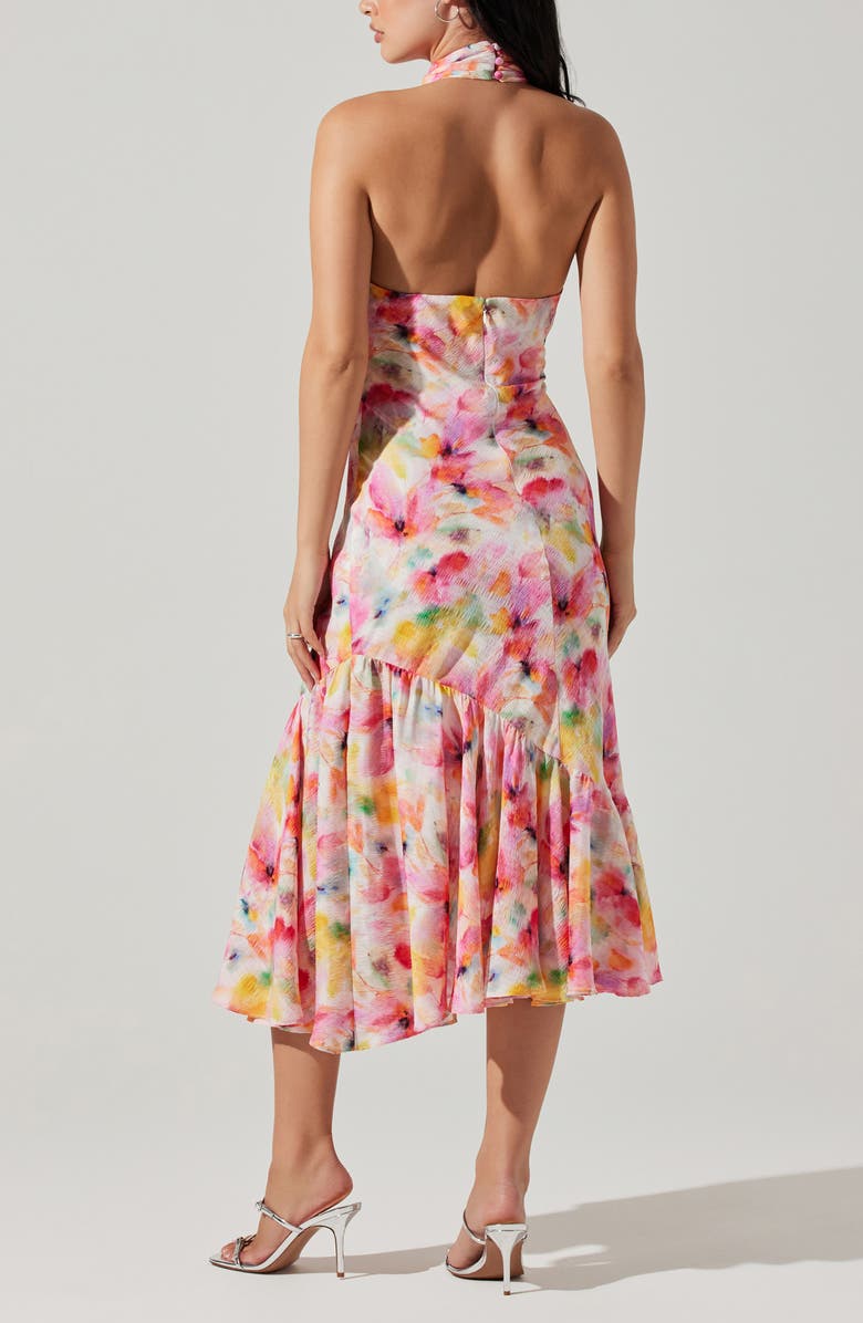 ASTR the Label Caspia Halter Dress, Alternate, color, Pink Multi Coral