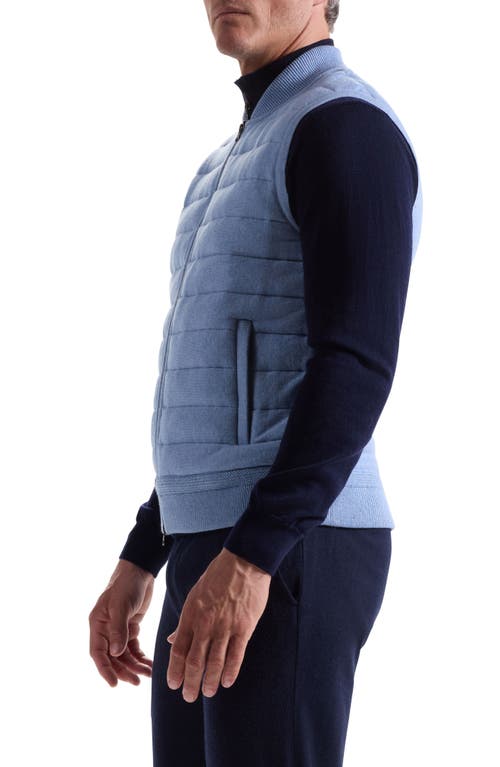 Bugatchi Quilted Cotton Zip Sweater Vest In Blue