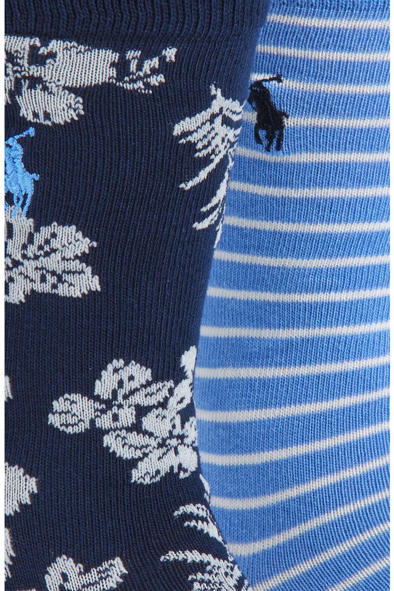 Assorted 2-Pack Floral & Stripe Cotton Blend Dress Socks, Alternate, color, NAVY