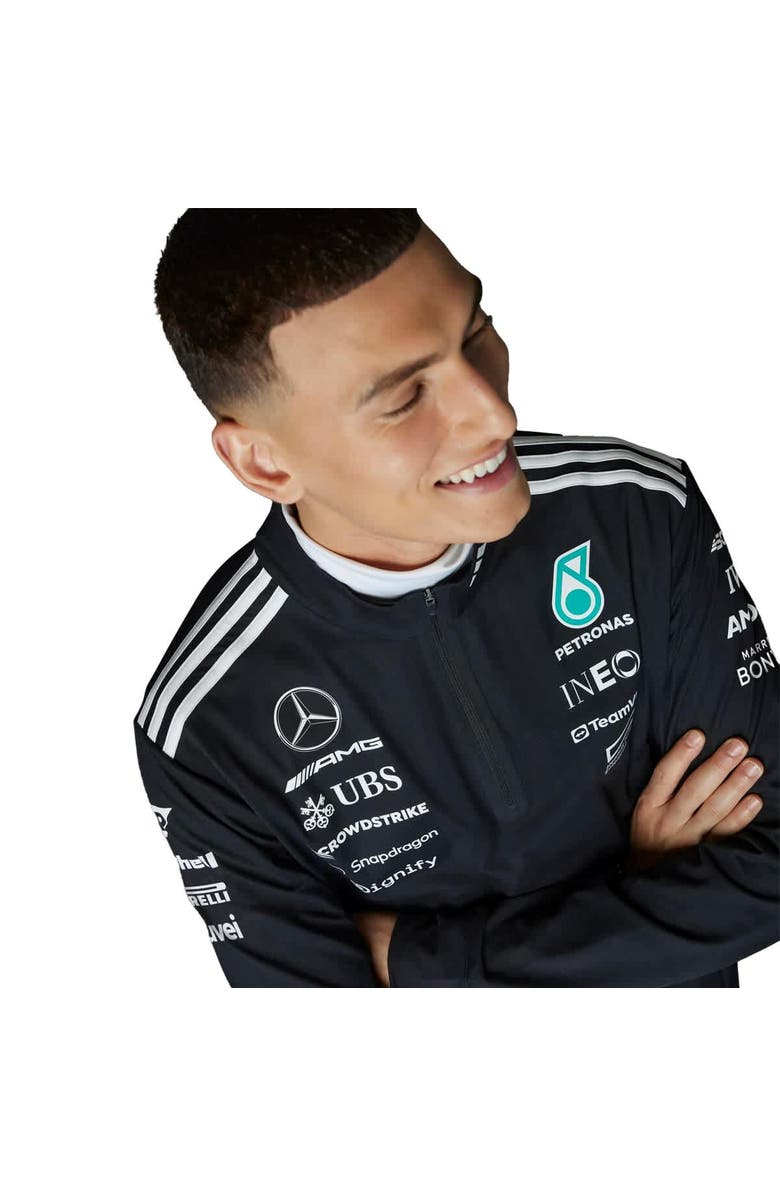 adidas Men's adidas  Black Mercedes-AMG Petronas F1 Team Team Wear Quarter-Zip Pullover Sweatshirt, Alternate, color, 