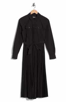 Kenza Pleated Long Sleeve Shirtdress