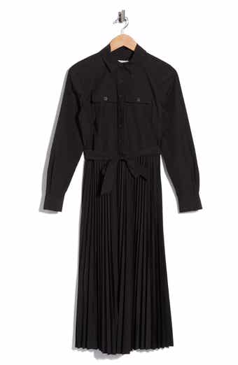 Kenza Pleated Long Sleeve Shirtdress