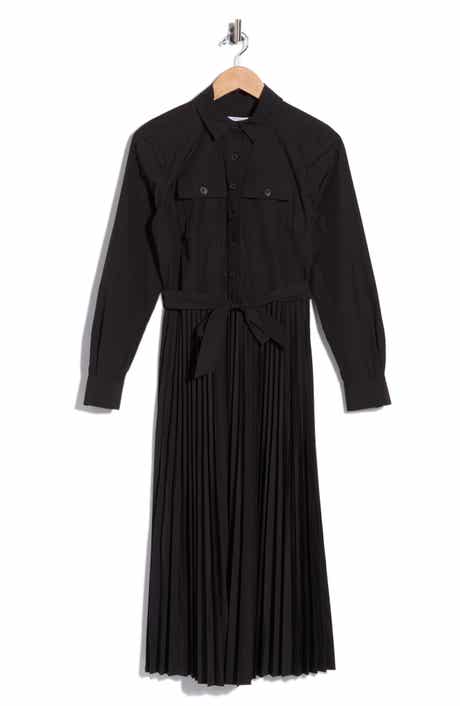 Kenza Pleated Long Sleeve Shirtdress