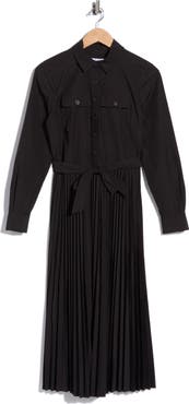 Derek Lam 10 Crosby Kenza Pleated Long Sleeve Shirtdress