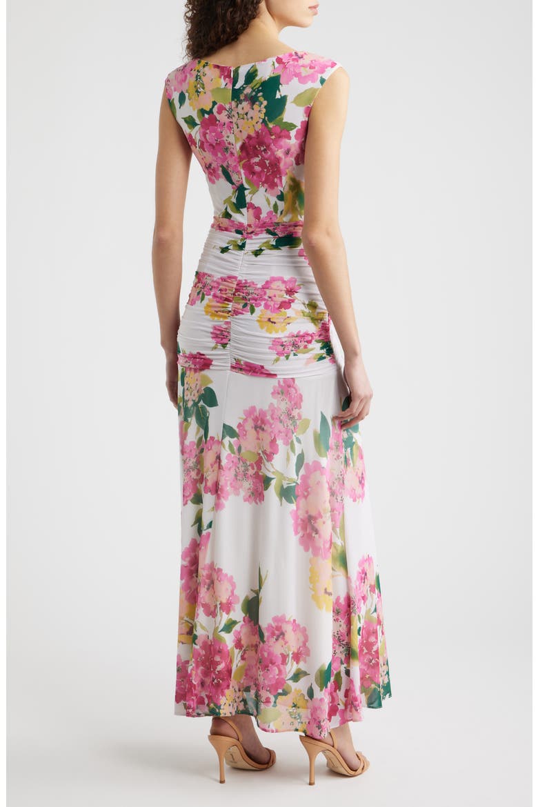 Floral Ruched Gown, Alternate, color, PINK MULTI