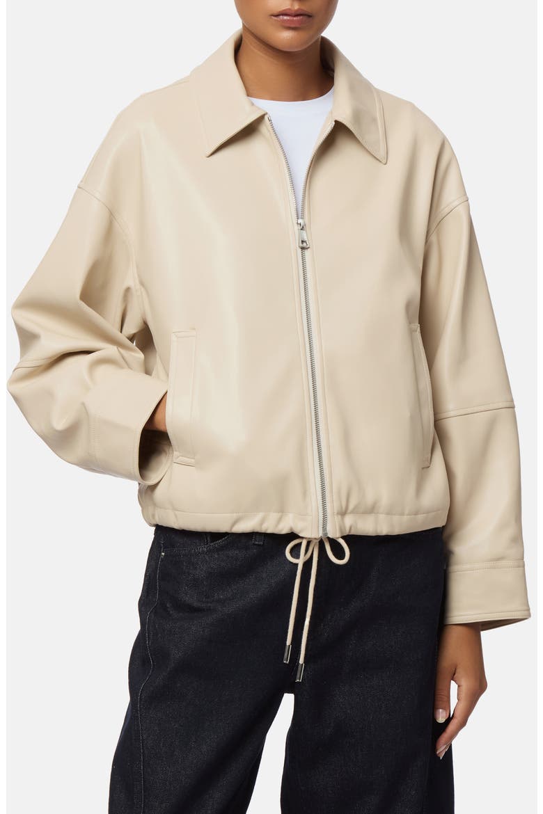 Ada Faux Leather Bomber Jacket, Main, color, LATTE