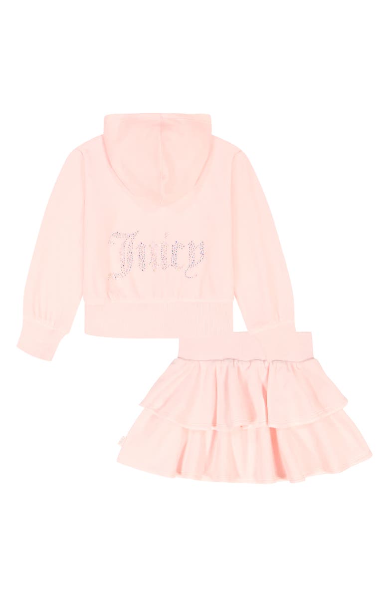 Juicy Couture Kids' Zip-Up Hoodie & Skirt Set, Alternate, color, Barely Pink