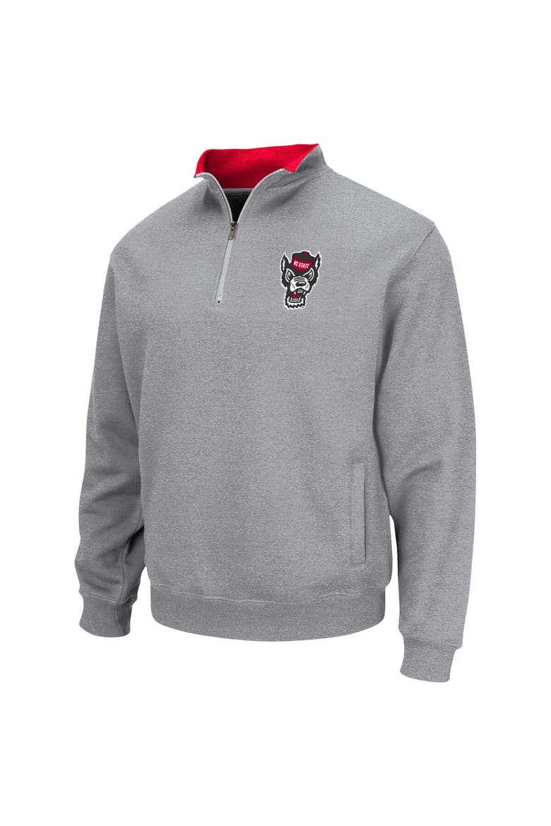 Men's Colosseum Heathered Gray NC State Wolfpack Tortugas Team Logo Quarter-Zip Jacket, Alternate, color, Heather Gray