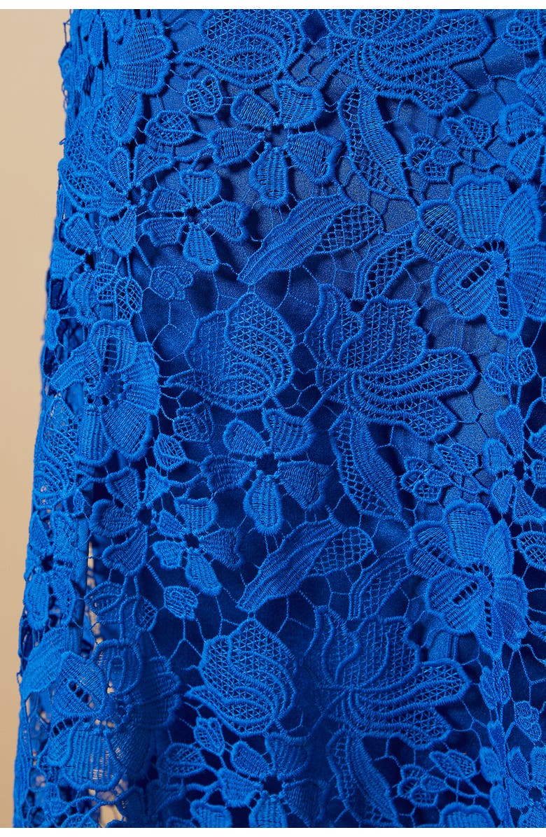 Oasis Floral Lace V-Neck Midi Dress, Alternate, color, Cobalt